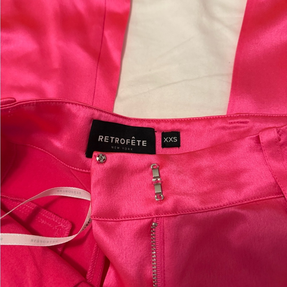 Hot Pink Satin Wide-Leg Pants - Picture 2 of 7